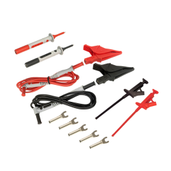 AEMC 2152.12 - Lead – Utility Test Lead Kit #3 {includes: Set of 2, 5 ft color-coded (Red/Black) Silicone Insulated Safety Leads (ST/RA screw-on banana plug), screw-on Alligator Clips, Pencil Probes, Grip Probes and 5 spaded lugs} Test Leads, alligator cl