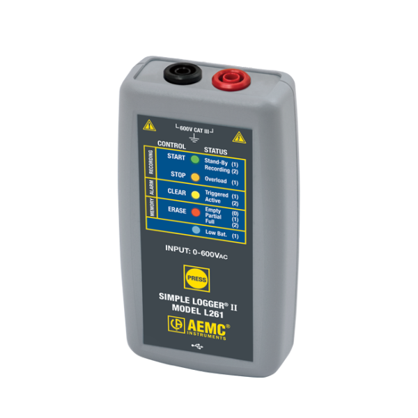 AEMC 2126.05 - Simple Logger® II Model L261 (1-Channel, TRMS, 600VAC/DC, DataView® Software) 