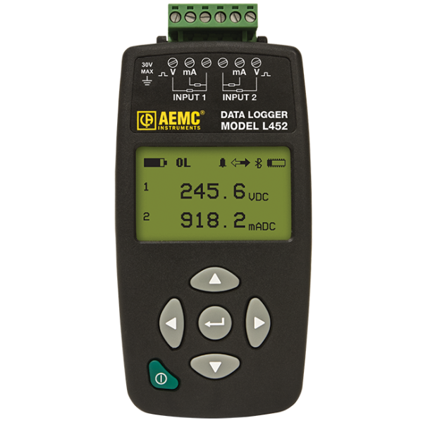 AEMC 2153.51 - Data Logger Model L452 (2-Channel, w/LCD, 100mV/1V/10VDC, 4 to 20mADC, Event & Pulse, DataView® Software)