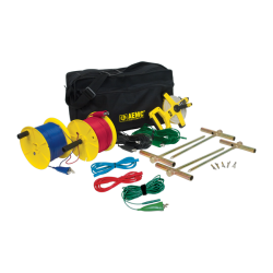 AEMC 2135.37 - Test Kit for 4-Point Testing, Kit (Carrying Bag, [2] 500 ft Color-coded Leads on Spools (Red/Blue), [2] 100 ft Color-coded Leads (hand tied-Green/Black), [1] 30 ft Lead (Green), [2] 5 ft Color-coded Leads (Red/Blue), [4] 14.5" T-shaped