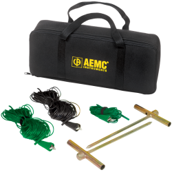AEMC 2135.38 - Ground Test Kit for 3-Point testing, (Supplemental for 4-Point testing – includes Carrying Bag, [2] 100 ft Color-coded Leads (hand tied-Green/Black), [1] 30 ft Lead (Green) and  [2] 14.5" T-shaped Auxiliary Ground Electrodes)   