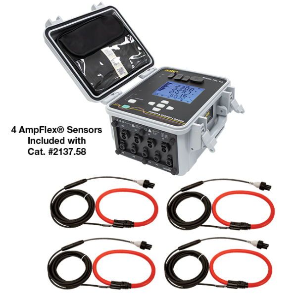 AEMC 2137.58 - Power & Energy Logger Model PEL 105 w/4 196A-24-BK (Waterproof IP67, DataView® Software) Replaces Cat #2137.59