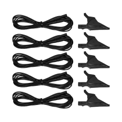AEMC 2140.43 - Lead –- Set of 5, Black 10 ft (3M) with 5 Black Alligator Clips, Replacement for Models 8333, 8335, & 8336 {Leads rated 600V CAT IV 10A, Clips rated 1000V CAT IV 15A, UL} 