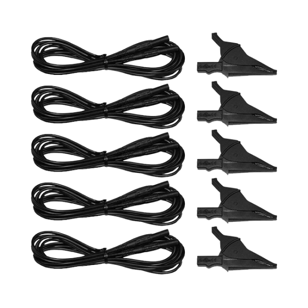 AEMC 2140.43 - Lead –- Set of 5, Black 10 ft (3M) with 5 Black Alligator Clips, Replacement for Models 8333, 8335, & 8336 {Leads rated 600V CAT IV 10A, Clips rated 1000V CAT IV 15A, UL} 