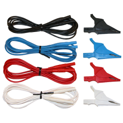 AEMC 2140.64 - Lead – Set of 4, 10 ft {3m} Color-coded {Rated 600V CAT IV} w/Color-coded Alligator Clips (Red, Black, Blue & White {Rated 1000V CAT IV, 15A} Replacement for Model 3945/3945-B