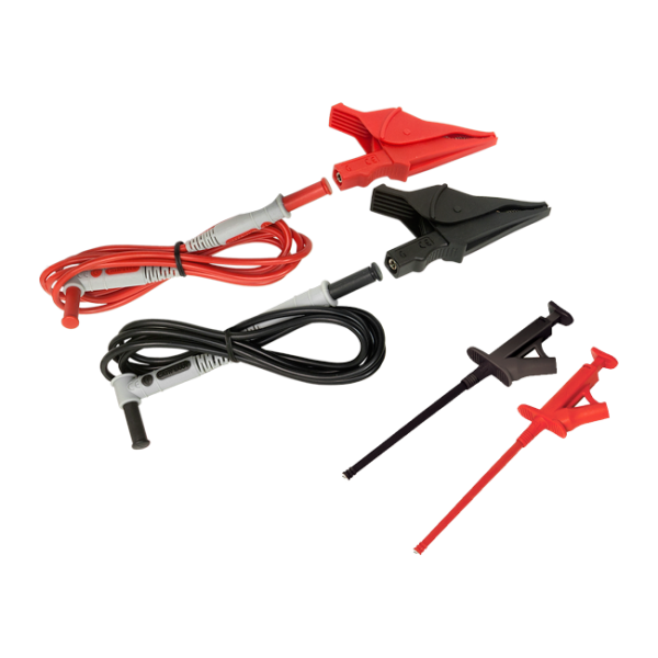 AEMC 2152.13 - Lead – Utility Test Lead Kit #4 {includes: Set of 2, 5 ft color-coded (Red/Black) Silicone Insulated Safety Leads (ST/RA screw-on banana plug), screw-on Alligator Clips and Grip Probes} Test leads & alligator clips rated 1000V CAT IV; G