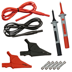 AEMC 2152.28 - Lead - Set of 2, 6.5 ft. Color-coded (Red/Black) Fused Leads (0.63A); Two Screw-on Alligator Clips, Two Screw-on Test Probes, Set of 5, 0.63A Fuses (UL)