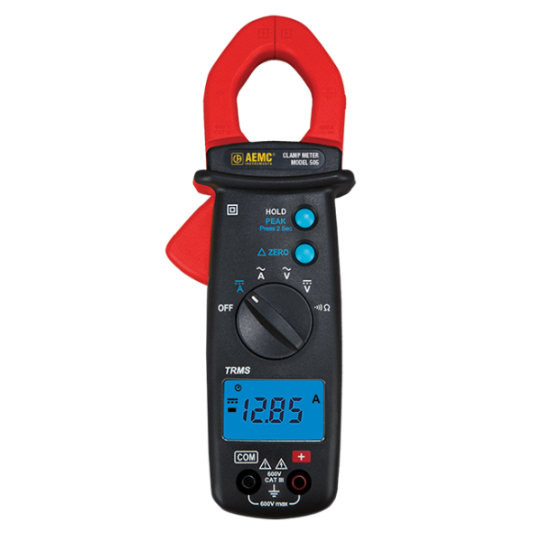 AEMC 2139.82 - Clamp-on Meter Model 505 (TRMS, AC/DC, 400AAC/DC, 600VAC/DC, Ohms, Continuity) RATED 600V CAT III                 Replacement for Cat #2117.22 - Model 503