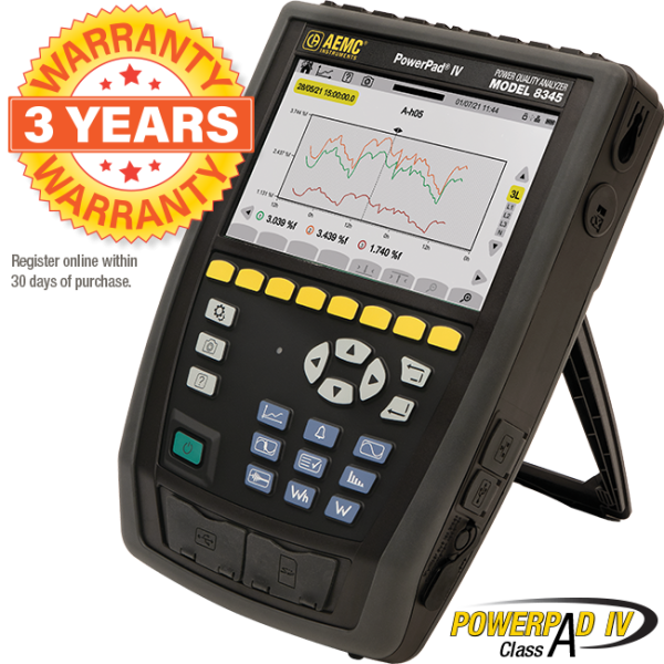 AEMC 2136.37 - PowerPad® IV Model 8345 w/4 193-24-BK Sensors