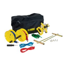 AEMC 2135.35 - Test Kit for 3-Point Testing, Kit (Carrying Bag, [2] 150 ft Color-coded Leads on Spools (Red/Blue), [1] 30 ft Lead (Green), [2] 5 ft Color-coded Leads (Red/Blue), [2] 14.5" T-shaped Auxiliary Ground Electrodes, [1] Set of 5, Spaded Lug