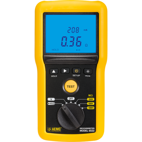 AEMC 2155.51 - Megohmmeter Model 6522 (Digital w/Analog Bargraph, 250V, 500V, 1000V, Continuity, V)