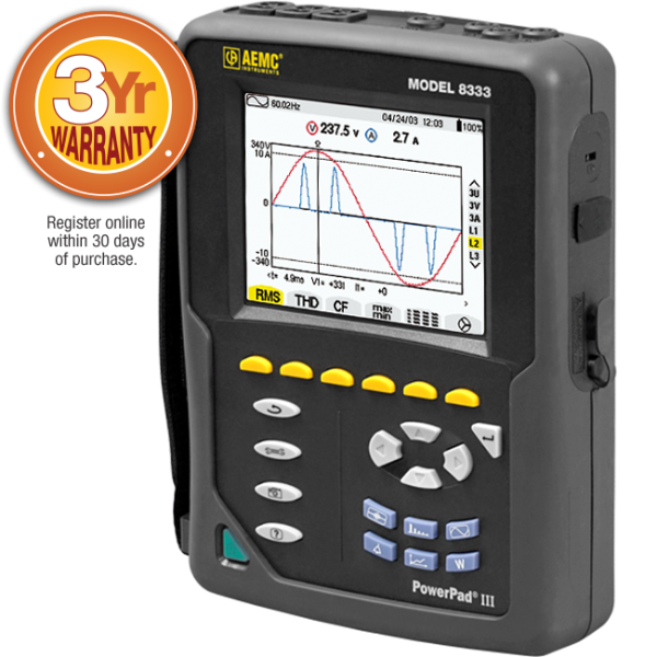 AEMC 2136.31 - PowerPad® III Model 8336 w/4 193-24-BK AmpFlex® Sensors Replacement for Model 8335 Series