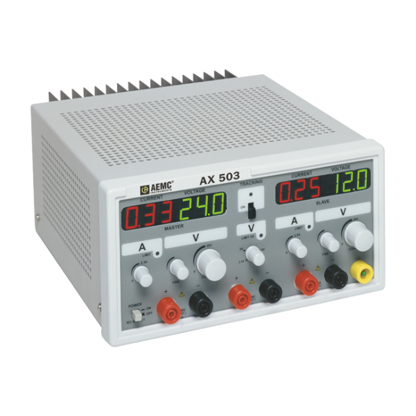 AEMC 2130.07 - DC Power Supply Model AX503 (Triple outputs, two 0 to 2.5A; 0 to 30VDC; 2.7 to 5.5VDC)