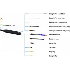 SAP2-kit - Siglent Probe kits for SAP2500D, including Straight Tip *5, Pogo Tip *5,Swivel Tip *2,Tip Saver *2,Y Lead Adapter *2,Right Angle Pin Lead 5cm * 1，Straight Pin Lead 6 cm * 1，Straight Pin Lead12 cm * 1，Spring loaded Ground (Short) * 2，Springlo