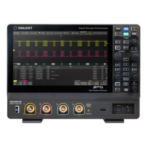 SDS1104X HD - Siglent Oscilloscope - 100MHz, 4 channels, 2GSa/s, 12-bit high resolution, 100Mpts memory depth mixed signal oscilloscope; 10.1'' touch screen