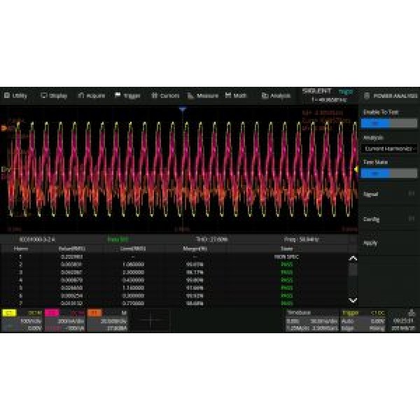 SDS2000HD-PA - Siglent Power Analysis: Power Quality, Current Harmonics, Inrush Current, Switching Loss, Slew Rate, Modulation, Output Ripple, Turn On/Off, Transient Response, PSRR, Efficiency
