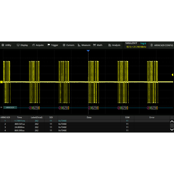 SDS5000L-ARINC - Siglent SDS5000L Options: ARINC429 trigger & decode (software)