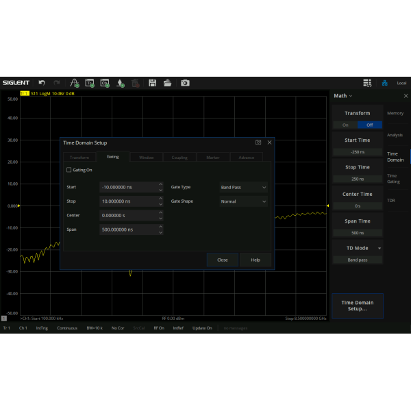 SNA6000-TDA - Siglent SNA6000A Options: Time-Domain analysis  (Software)